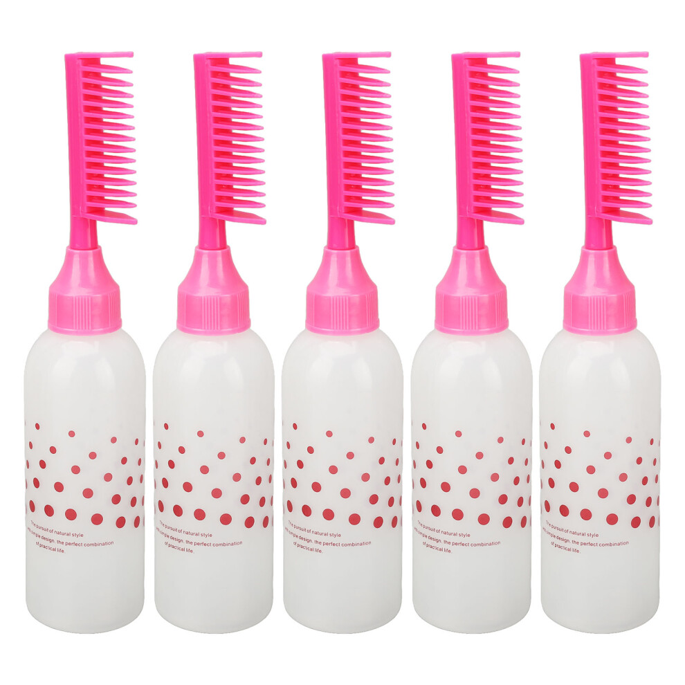 Pink 5Pcs Hair Dye Comb Bottles 6Oz Root Applicators With Graduated Scale