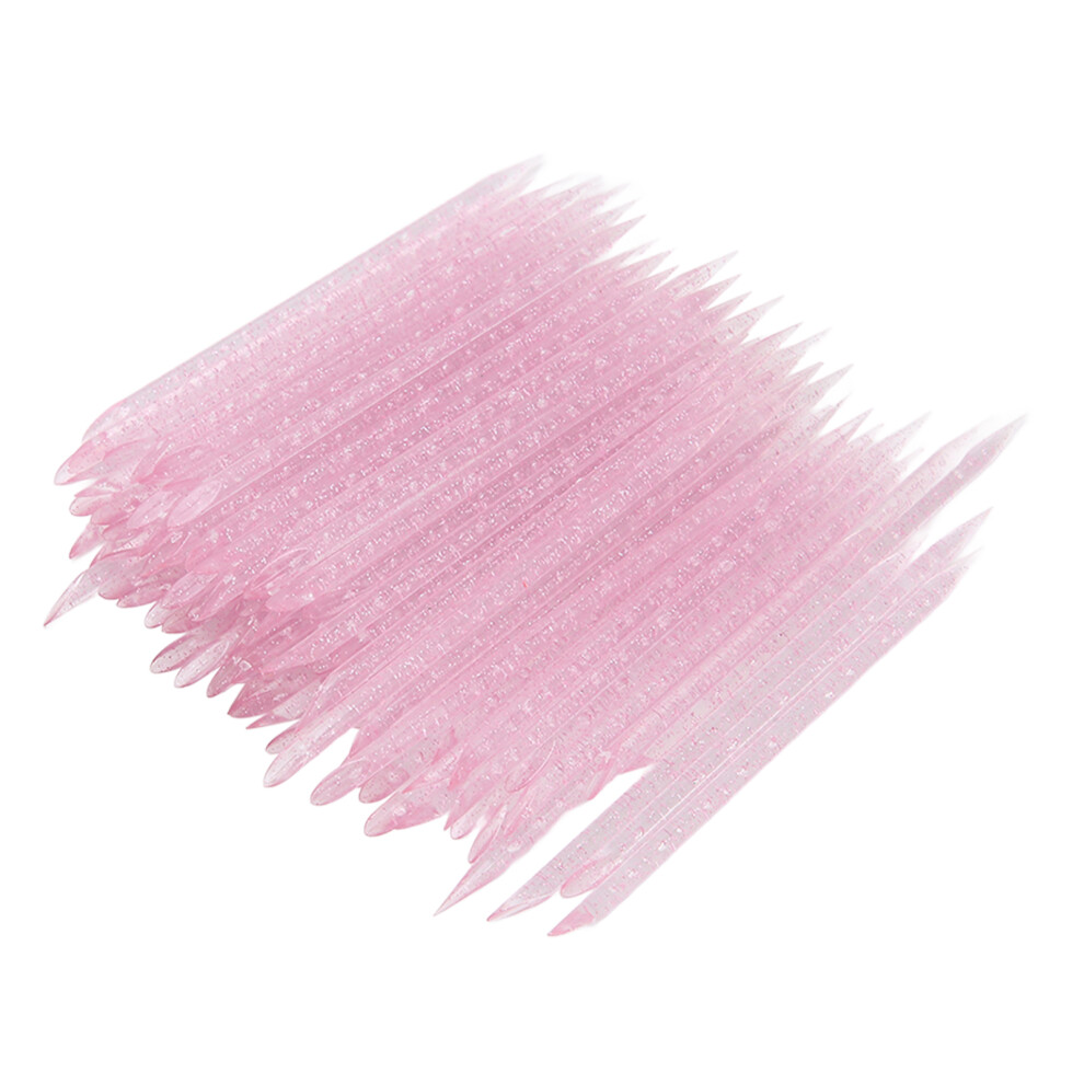 100pcs Pink Disposable Double End Nail Cuticle Pusher Manicure Pedicure Sticks