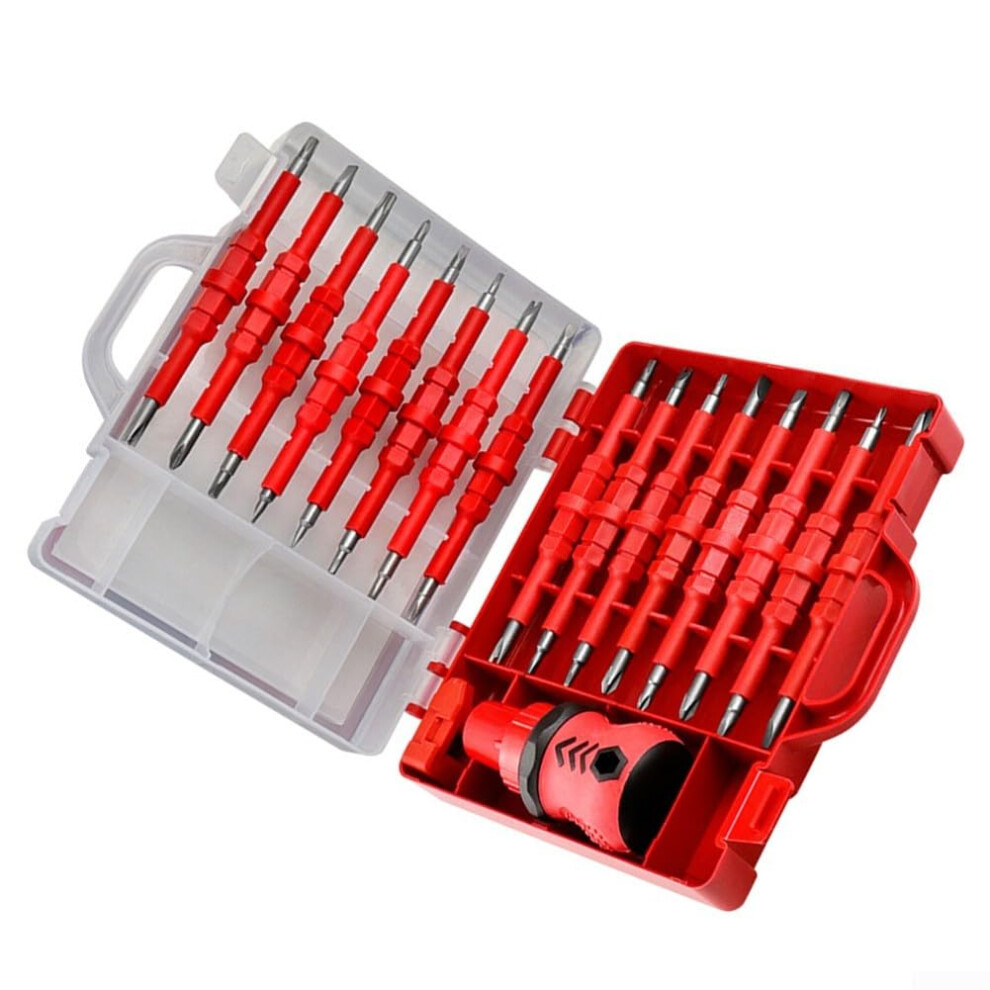 Magnetic Ratchet Screwdriver Set Threespeed, 16 Interchangeable Bits, Ergonomic Handle, Metal And Plastic Construction 9347817238556