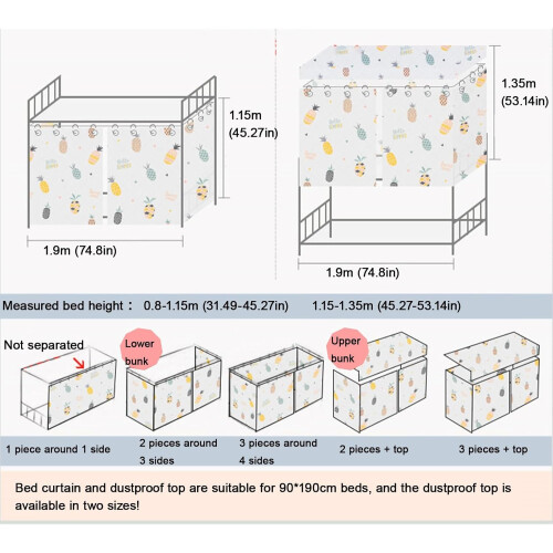 Bunk Bed Curtains Pink Breathable Light Blocking Privacy for Dormitory Student Upper Lower Bunk 2