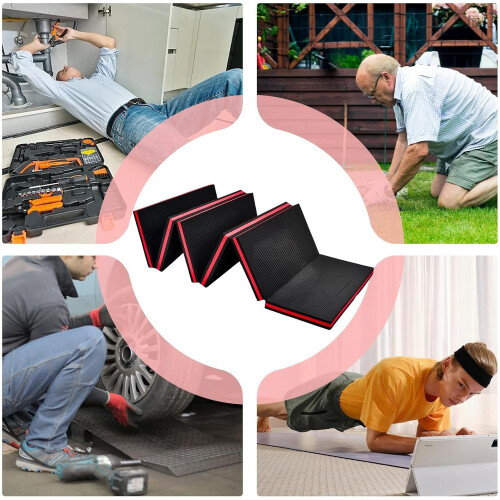 Foldable Floor Mat EVA Mechanic Knee Pad Cushion, Thick Working Mat, Auto Maintenance Tool, Garage Workshop Red 2