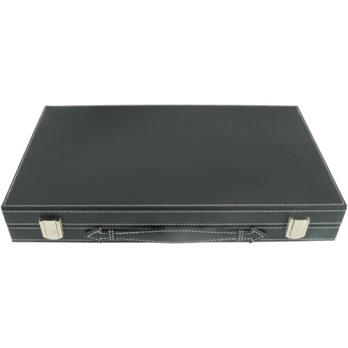 15 Inch Folding Backgammon Set  Leather Case Portable Travel Board 2