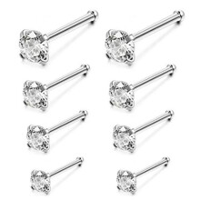 Piercings de nariz minimalistas para uso diario, joyería de nariz hipoalergénica de titanio con acento de circonita cúbica, piercings en forma de