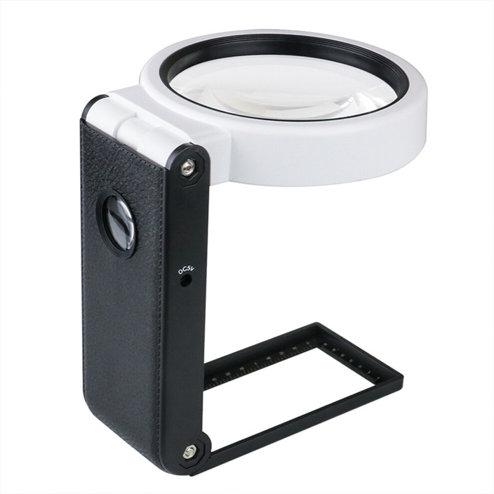 Light Magnifying Glass With And Stand, Foldable Design With Adjustable Angle, Led Illuminated Magnifier For Close Work, 6X 25X High Magnification