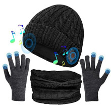 Kabelloses Bluetooth-Winterzubehör-Set, weiches Strickmaterial sorgt für angenehme Wärme, eingebautes Mikrofon gewährleistet klare Anrufe,
