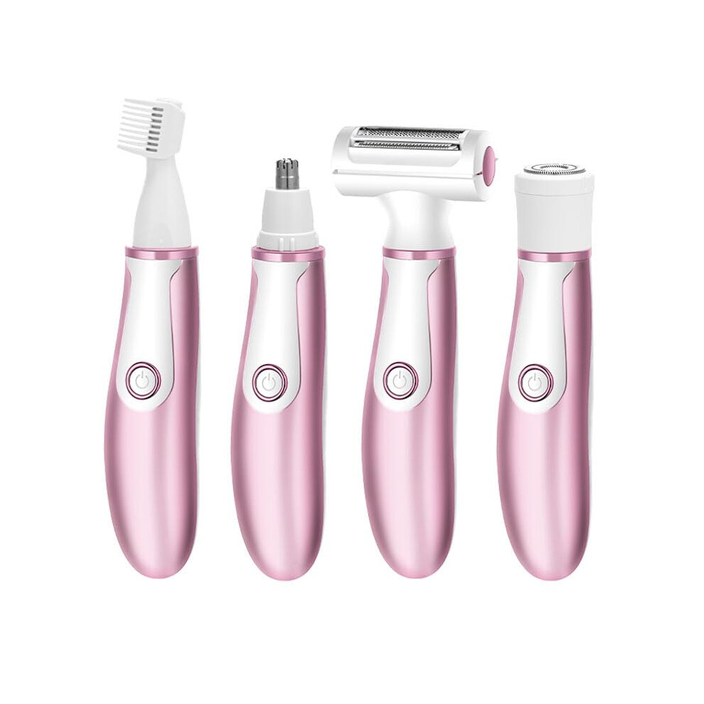Women's Electric Razor 4 in 1 Painless Hair Removal Rechargeable Wet Dry Bikini Trimmer Rose