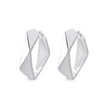 S925 Geometric Diamond Ear Cuff, Faceted Polygon Earrings for Women