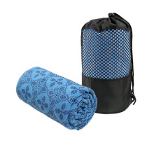 Yoga Mat Towel 183x63cm AntiSlip SweatAbsorbent Portable Thin With Bag Blue