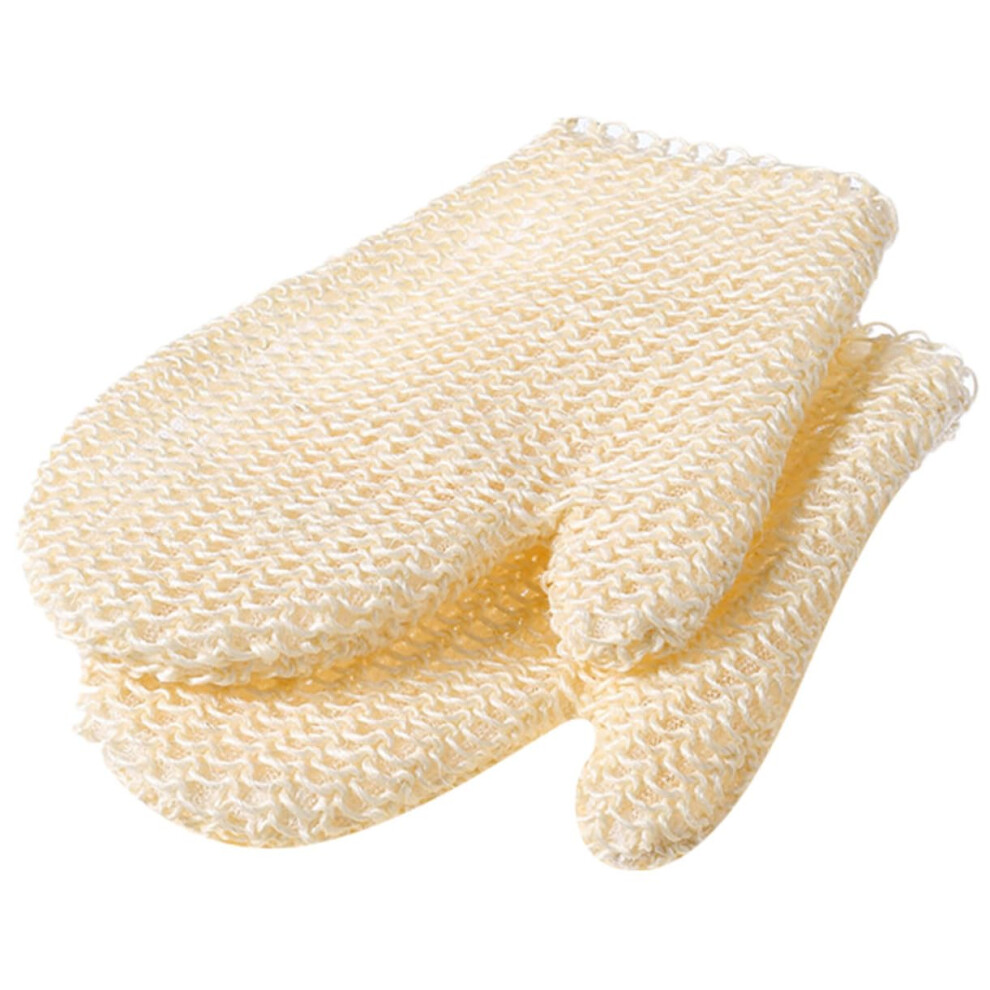 Sisal Bath Mitts 2Pack Exfoliating Gloves For Body Scrubbing, Dead Skin Removal, Fits Adult Palms, Tight Stitching