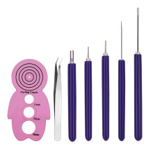 Pack of 7 Quilling Tools for Paper Including a Curling Coach and Tweezers for Rolling Paper Flowers, Crafts, DIY, Beginners, Advanced Quillers pink