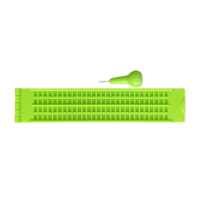 Compact Braille typewriter for simple writing exercises. Made of ABS for learning and writing Braille in schools for the blind, green.