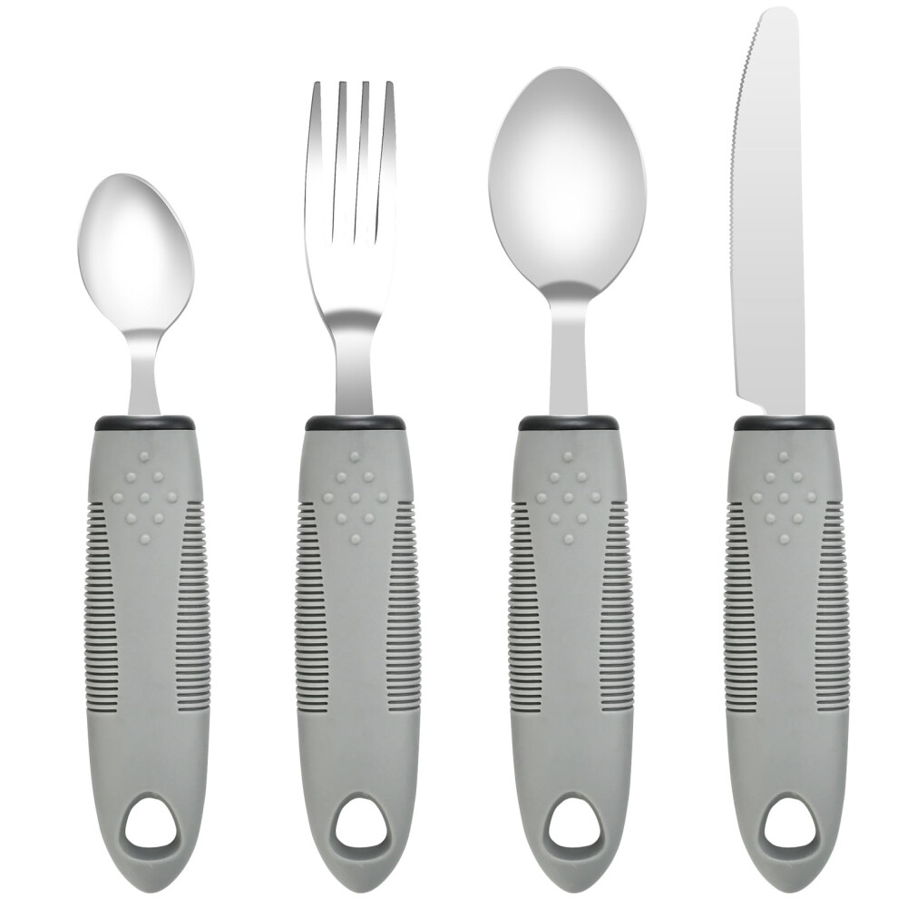 Extra Wide Handles, Easy Grip Cutlery Set with 4 Disability Aids, Ideal for Elderly, Disabled, Arthritis, Parkinson's