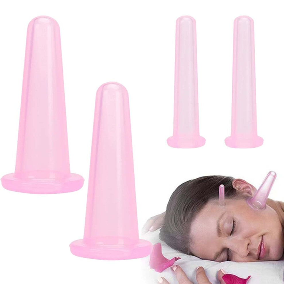 Cupping Glasses Silicone Set, 4 Pieces Cupping Facial Set for Face Massage