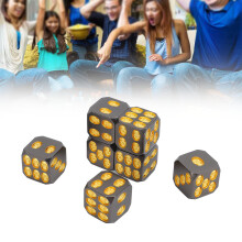 7pcs Metal Dice Set with Skull Pattern, Black & Gold, 1.6cm