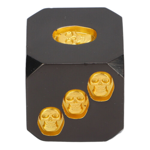 7pcs Metal Dice Set with Skull Pattern, Black & Gold, 1.6cm 2