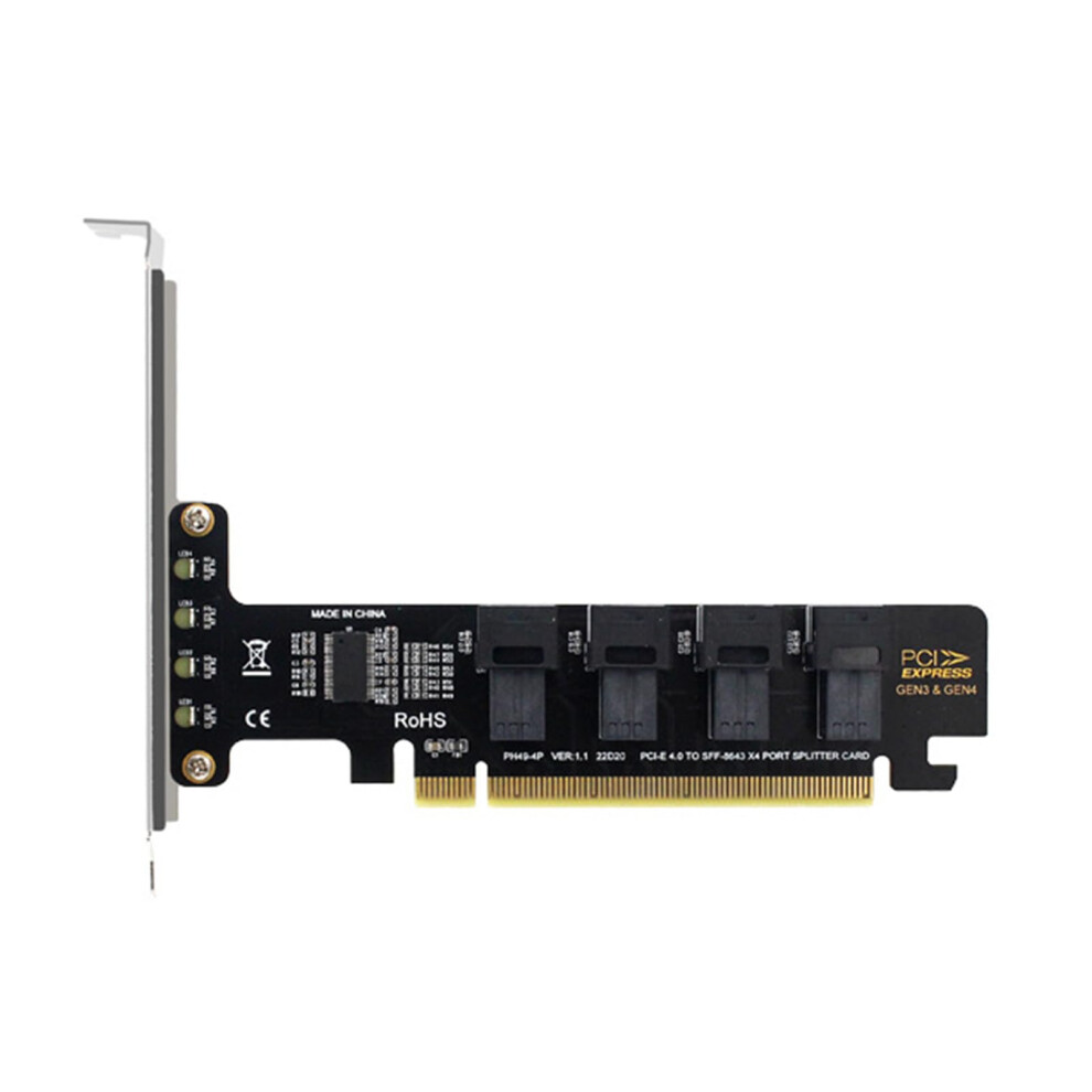Pcie 4.0 Nvme Expansion Card X16 To 4 Ports Sff8643 Sff8639 Speed Splitter For Gaming Pc 9382693933348