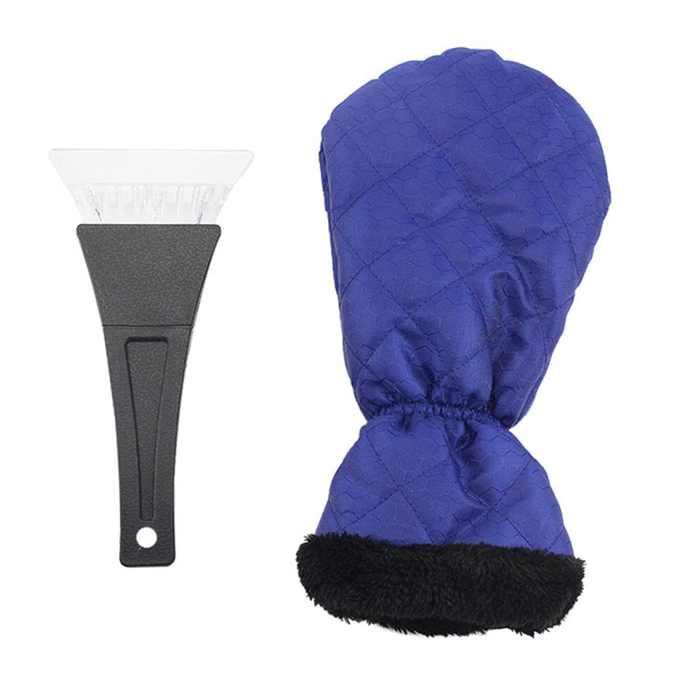 Longlasting Scratch Ice Scraper Mitt Shovel Warm Fleece Glove For Home Car Truck Windshield Snow Removal Tool Blue 9382693757821