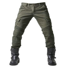 Men's Motorcycle Protective Pants Breathable WearResistant Kevlar Motorcycle Jeans with Knee Protectors Riding Pants XXL Green