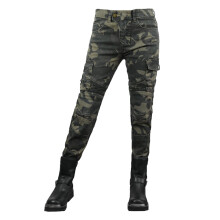 Damen Moto Slim Fit Motorrad Jeans With Knee and Hip Protectors Green S