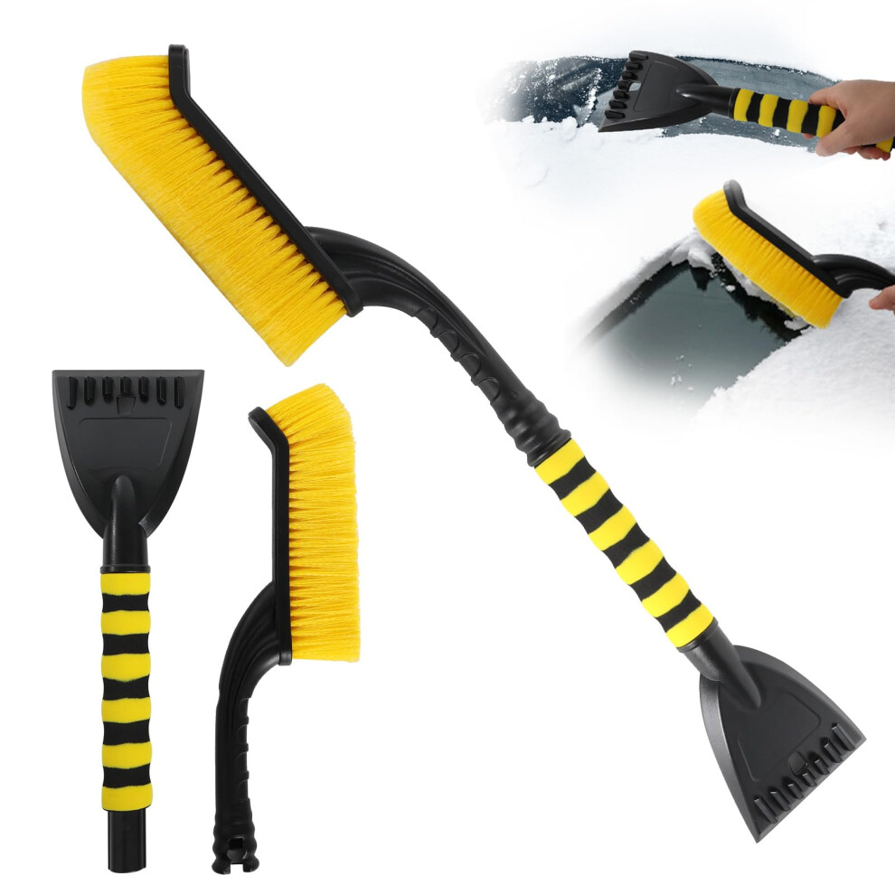 Car Ice Scraper, 2In1 Snow Brush, Ice Scraper And Cleaning Brush, Car Ice Scraper With Ergonomic Foam Handle For Cars, Trucks And Suvs, Yellow 9382693758224