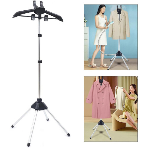 Clothes Ironing Stand Adjustable Floor Grid Foldable Laundry Pole Handheld Steam Hanger Stand Black 1