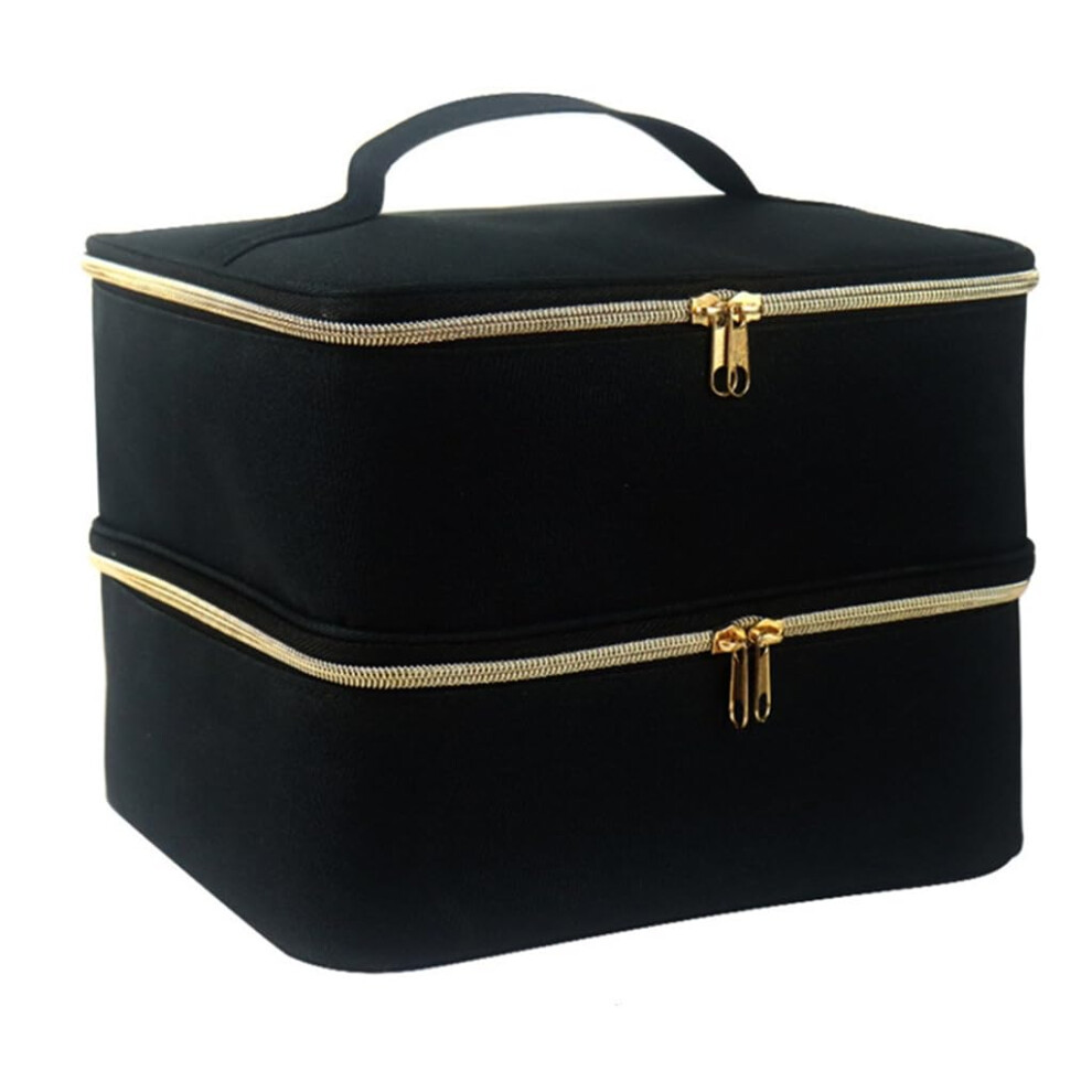 NailPolish Storage Box Double Layer Carrying Bag Portable Organizers Shockabsorption NailKit Black Bk