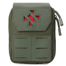 Molle IFAK First Aid Bag, Tactical Medical Trauma Bag for Belt Vests, Army Green
