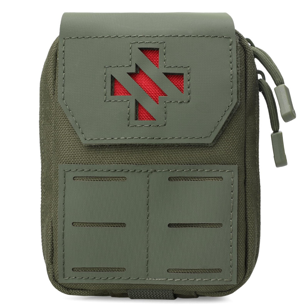 Green Molle Ifak First Aid Bag, Tactical Medical Trauma Bag For Belt Vests, Army