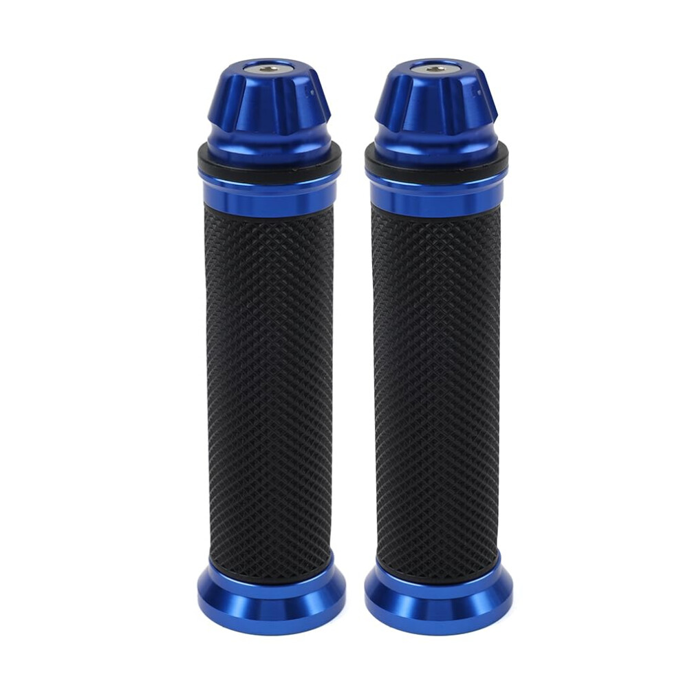 Motorcycle Handlebar Grips 7/8 Inch Aluminum Pair With Ergonomic Comfort And Vibration Reduction Blue 9347817241105