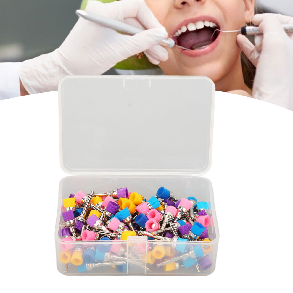 100pcs Disposable Dental Polishing Brushes, 7mm, Mixed Colors