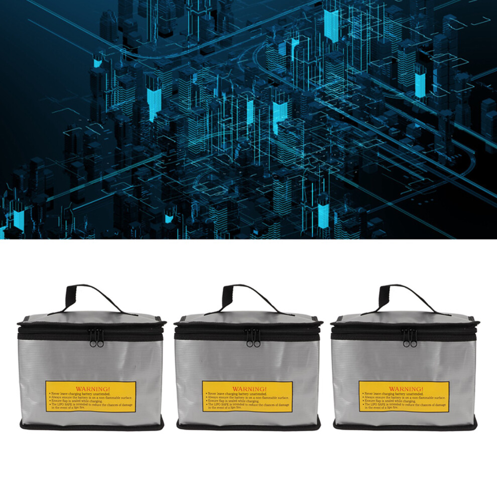 3Pcs Fireproof Pvc Lipo Battery Safe Bag Large Capacity Storage With Zipper 8221373791414