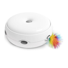 Automatisk kattungespinner med flagrende sommerfugl og bevegelige fjærleke, interaktiv katteleke med rullende ballbane, USB-oppladbar