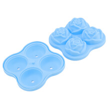 Rose Eiswürfelform 4er-Gitter 4 Löcher Himmelblau Klein