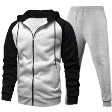 Men's Hoodie with Zip Casual Long Trousers Set Light Grey 3XL Matching Hoodie And Pants For Casual Outfits
