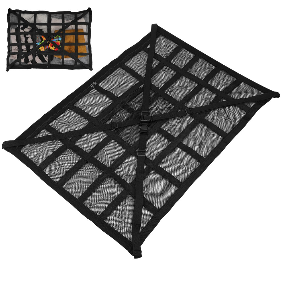 Storage Bag For Car Accessories, Trunk Cargo Net Small Organizer, Mesh Inner Roof For Storage On Car Ceiling, Cargo Bag On Car Ceiling, Fleece Black 9382693760517