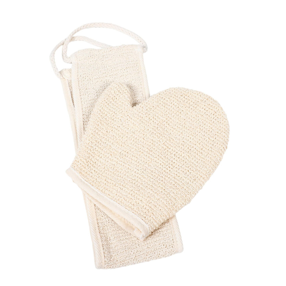 Deep Exfoliating Shower Gloves With Jute Sisal Mitt And Back Scrubber Belt, DualSided Exfoliator For Smooth Skin