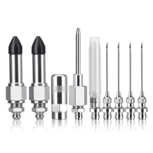 Greases Needle Nozzle Set 9Pcs, Solid Metal, Narrow Space, Automotive And Industrial Machinery Maintenance