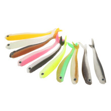10 pièces de leurres souples en silicone double couleur de design queue de poisson, 2,6 g, 8,5 cm