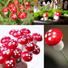 Mini champignons décoratifs en résine pour loisirs créatifs, idéaux pour les micro-paysages. Comprend une bande métallique flexible pour laisser