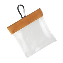Transparent storage bag for golf tees with clip, portable, hip bag, lightweight, for golf tees, brown