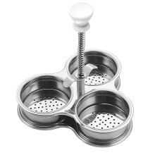 Stainless Steel Egg Poacher Pan with NonStick ThreeCup Design for  Poached Eggs