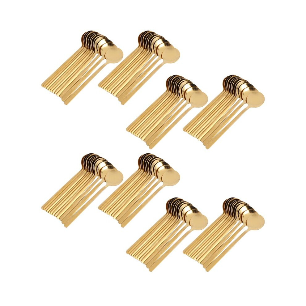 96Pcs Round Shape Coffee Spoon Stainless Steel Teaspoons Sugar Dessert Spoon Ice Soup Spoon Kitchen(Gold) Cream/Gold 6034120857774