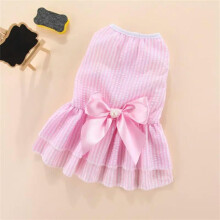 Cat Puppy Princess Dress Striped Plaid Pattern Summer Pet Clothes With Bow For Cats Kitten Rabbit Style F XXLarge