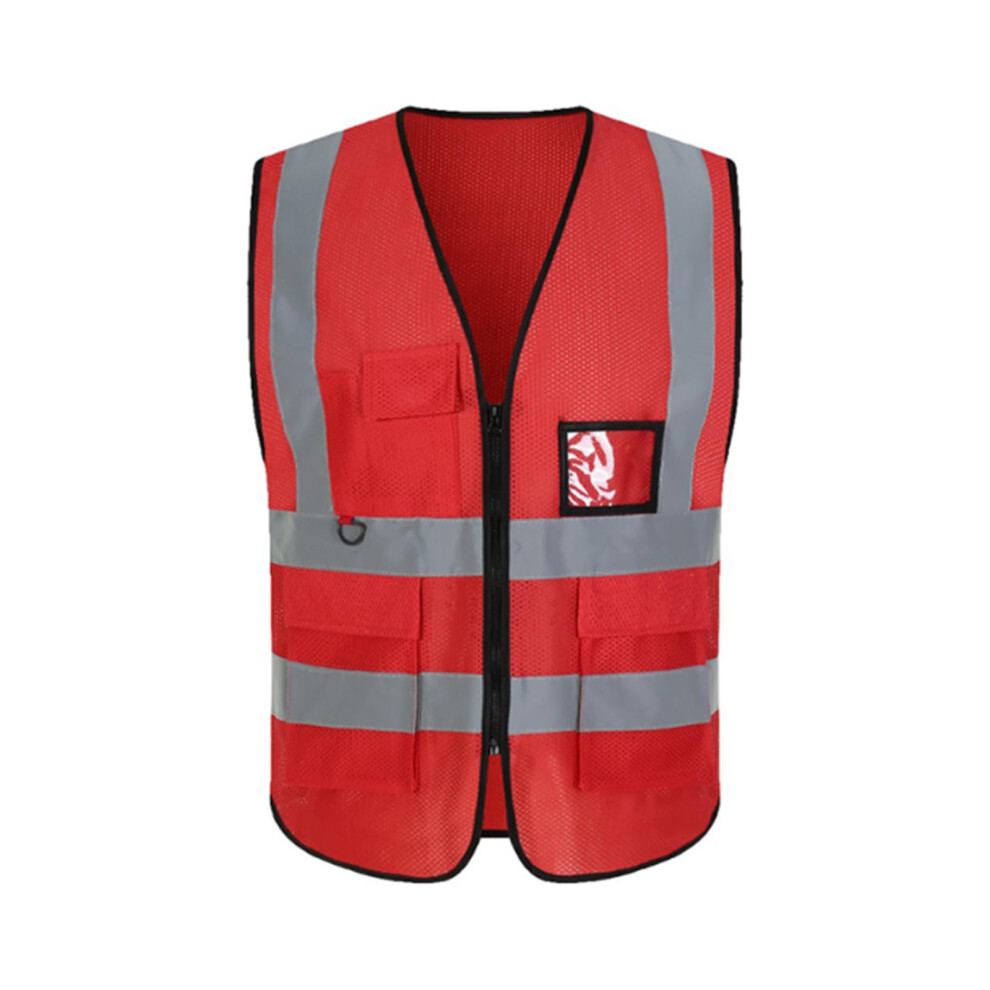 Neon Red Reflective Vest For Nighttime Construction Safety And Walking 9382693763259