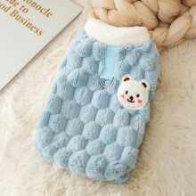 Hairless Cat Sweater Winter Warm Cardigan with Buckle for Cats Solid Blue S 1.22kg