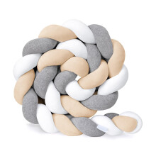 Braided Mat Cuddle Cushion Bed Guard Rail Cushion Knotted Nursing Cushion AntiFall AllRound White Grey Khaki 4 M