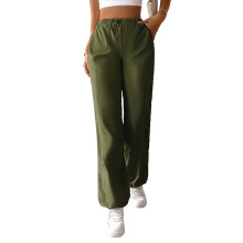 Pantaloni da tuta da donna a gamba larga, vita alta con coulisse, vestibilità ampia, comodi pantaloni da casa con tasche laterali, tessuto morbido e