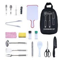High-quality Camp Kitchen Utensil Organizer, Multipurpose Trendy Kit, Stainless Steel Utensils for Portable BBQ Camping Cookware, Weather Retardant Tr