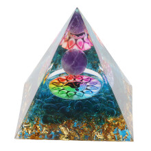 Orgone Pyramid for Positive Energy, Healing Crystals Energy Generator for Chakra Healing Meditation Spiritual Protection, Handmade Pyramid Stone