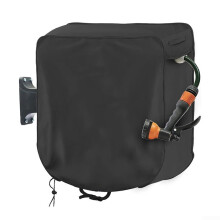 'Garden Hose Reel Cover Black Wall Mounted Retractable Protective Cover for Durability'